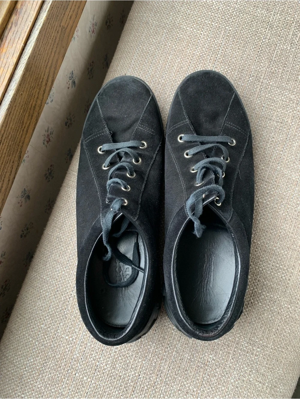Gucci Script Black Suede Sneakers in very good condition.